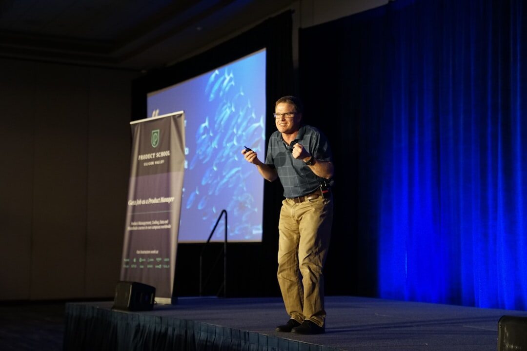 confident speaker presenting