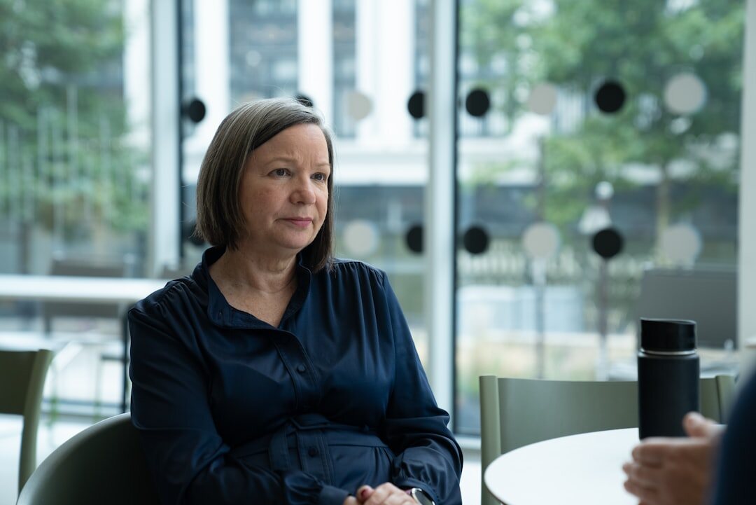 confident woman speaking in meeting
